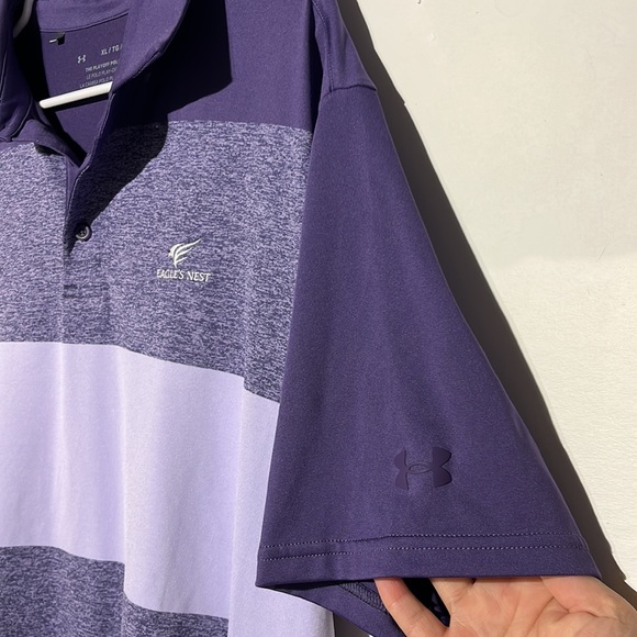 Under Armour Men’s The Playoff Polo Bodega Purple Stripe Size XL - Picture 5 of 8